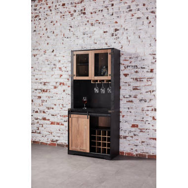 Industrial style bar online cabinet